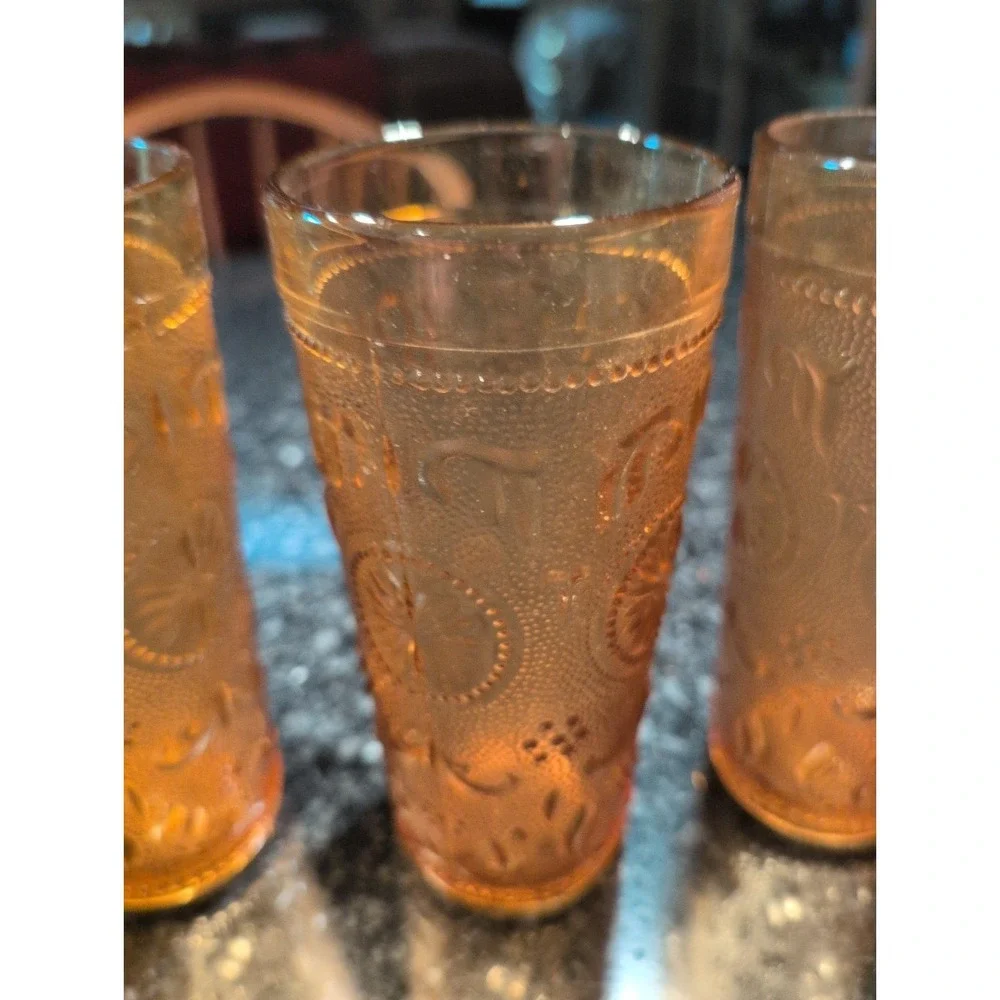 Set Of 6 Vintage American Concord Amber by Brockway Glass Co.  Tumblers